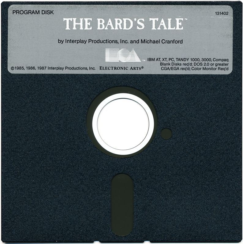 Media for Tales of the Unknown: Volume I - The Bard's Tale (DOS) (Dual-media release): 5.25" FD - Program Disk