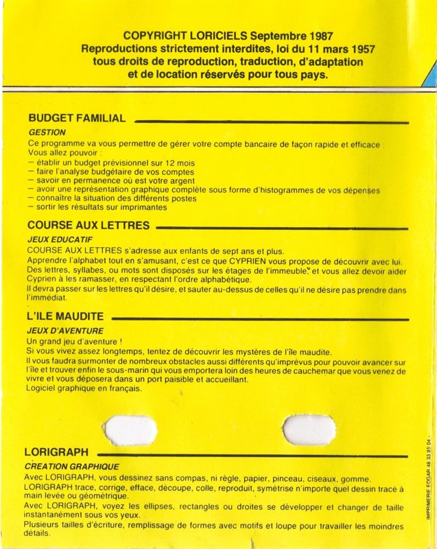 Back Cover for 4 Logiciels pour ZX Spectrum (ZX Spectrum)