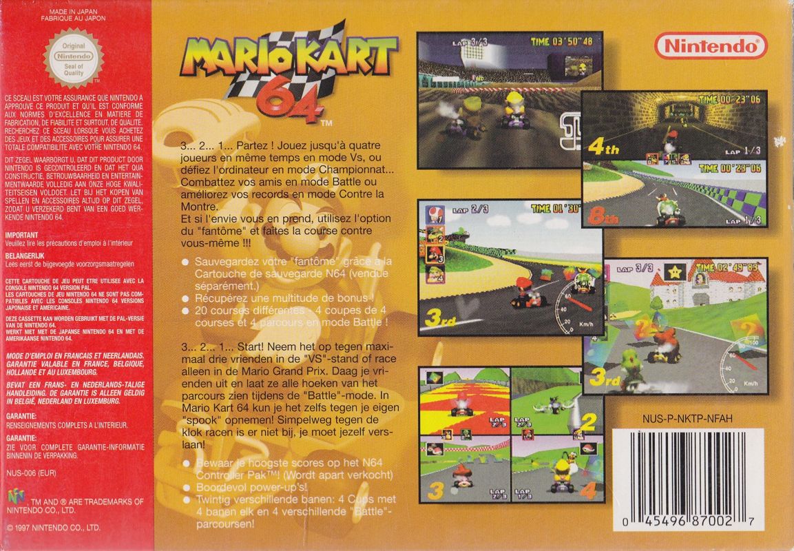 Back Cover for Mario Kart 64 (Nintendo 64)