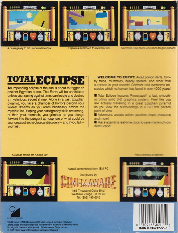 Back Cover for Total Eclipse (Atari ST)