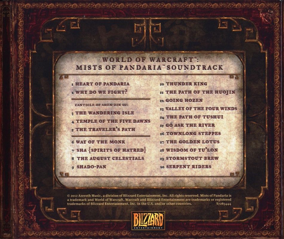 Soundtrack for World of WarCraft: Mists of Pandaria (Collector's Edition) (Macintosh and Windows): Cardboard Case - Inside Far Right
