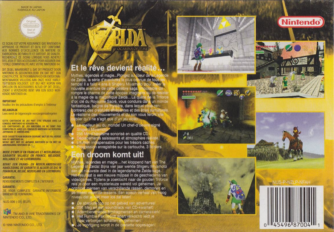 Back Cover for The Legend of Zelda: Ocarina of Time (Nintendo 64)