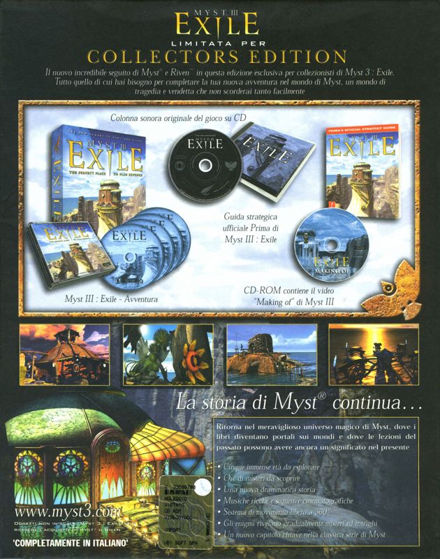 Back Cover for Myst III: Exile (Collector's Edition) (Windows)