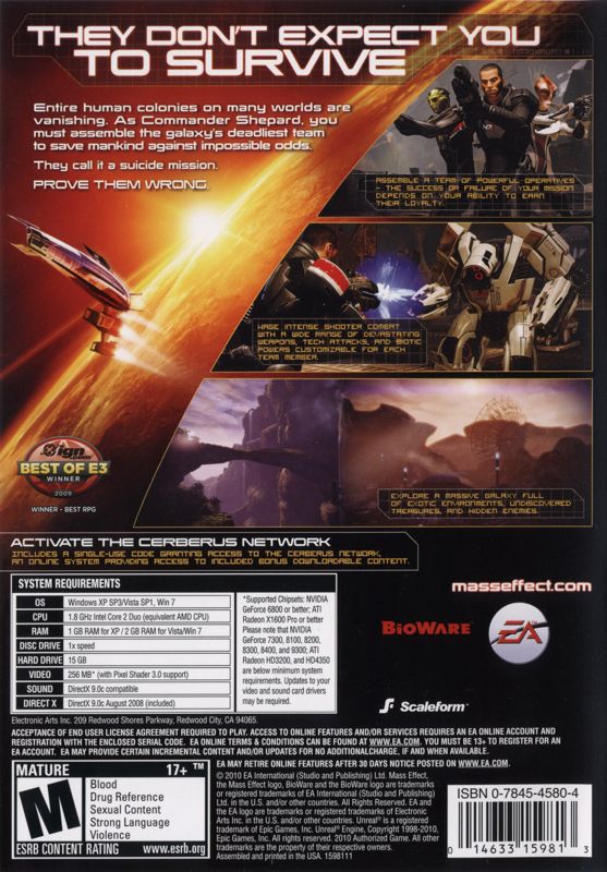 Back Cover for Mass Effect 2 (Windows)
