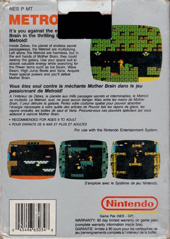 Back Cover for Metroid (NES)