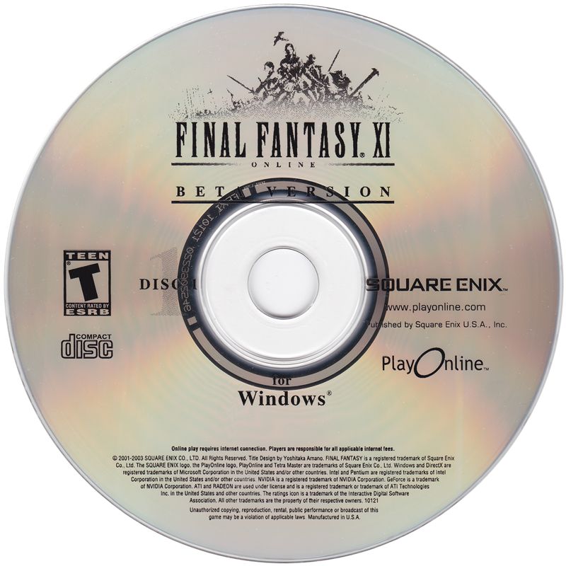Media for Final Fantasy XI Online (Windows) (Beta Version): Final Fantasy XI Online Disc 1/4