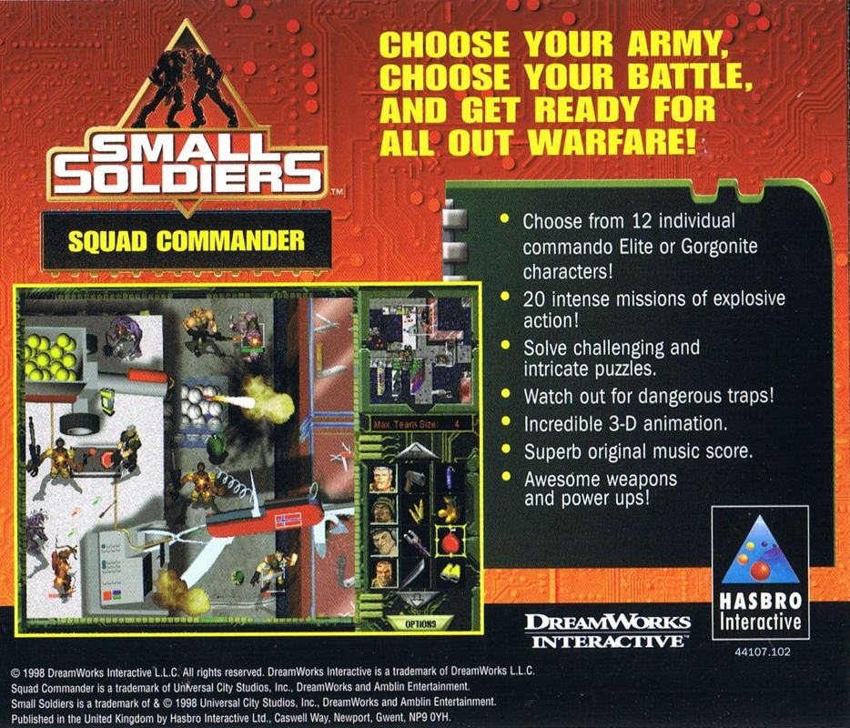 Other for Small Soldiers: Squad Commander (Windows): Jewel Case: Back