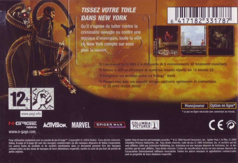 Back Cover for Spider-Man 2 (N-Gage)