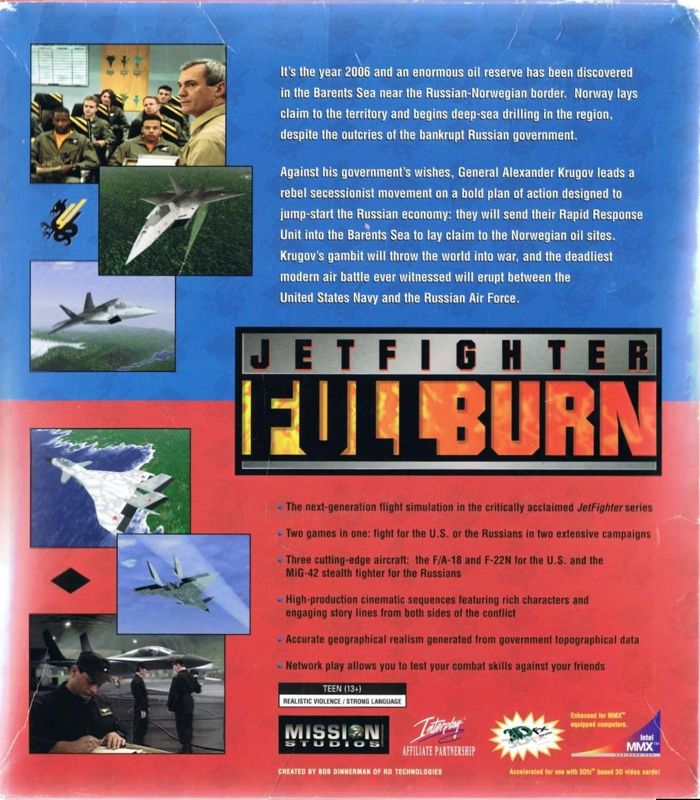 Back Cover for JetFighter: Full Burn (DOS)