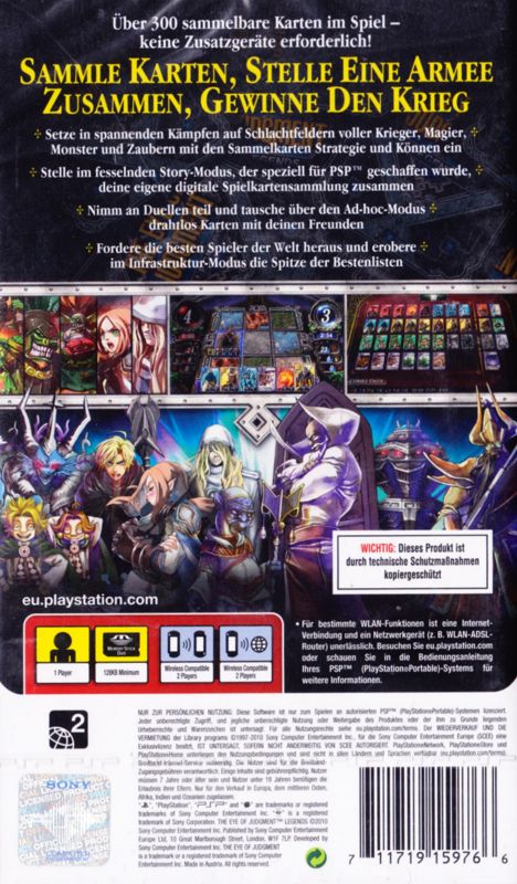Back Cover for The Eye of Judgment: Legends (PSP)