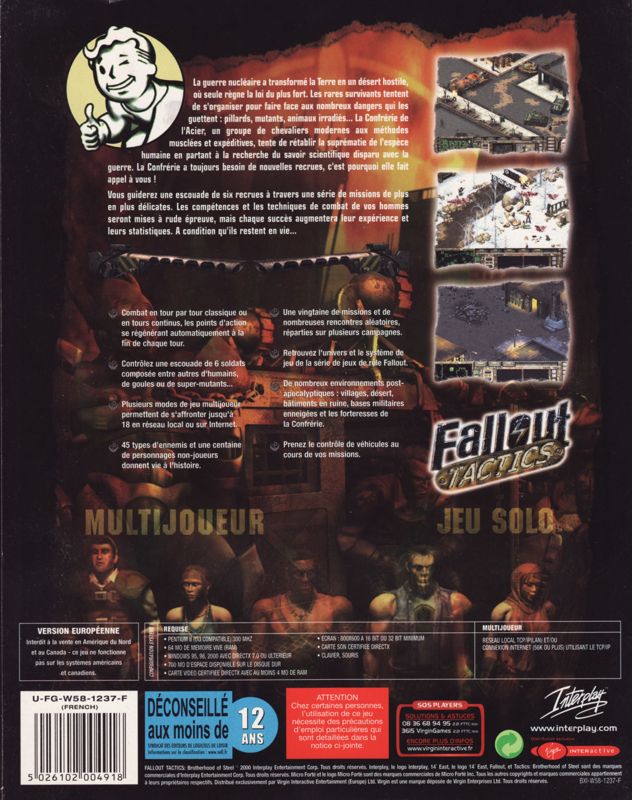 Back Cover for Fallout Tactics: Brotherhood of Steel (Windows)