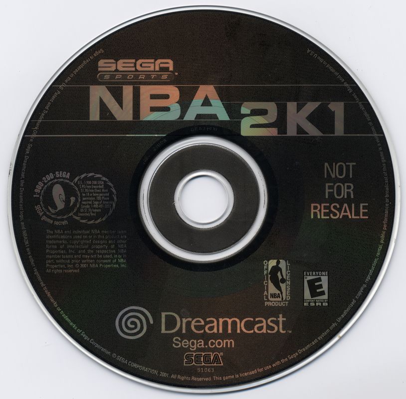 Media for NBA 2K1 (Dreamcast) (Not For Resale release)