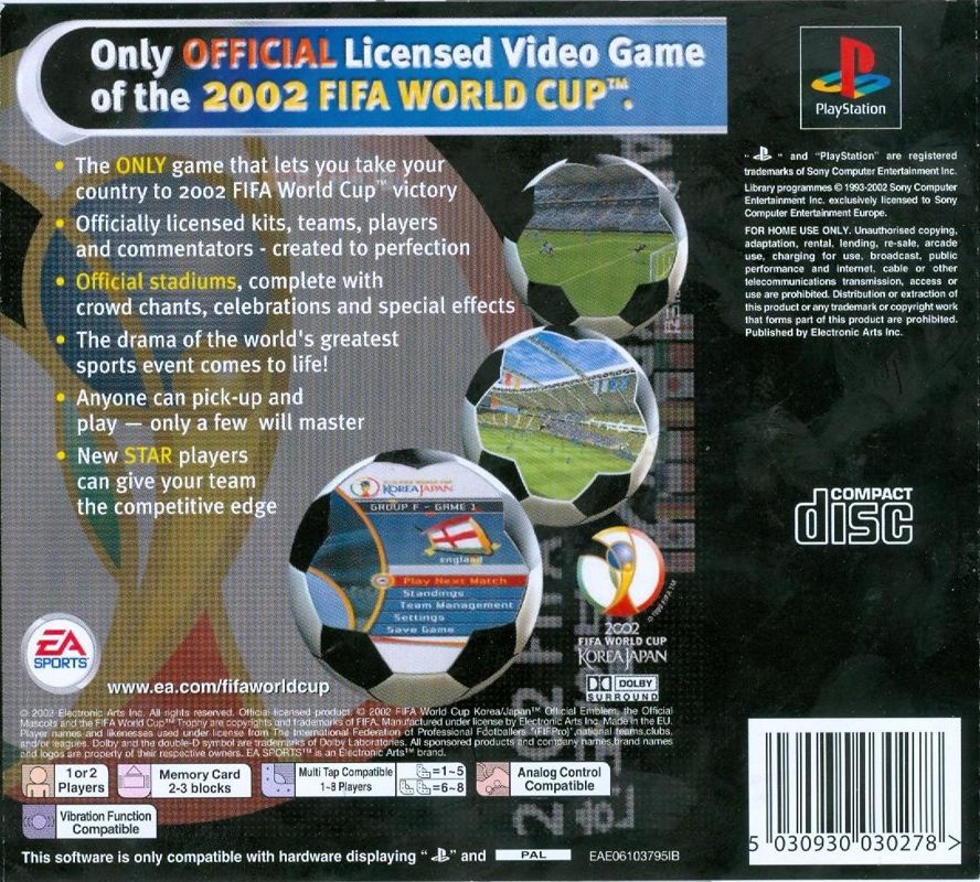 Back Cover for 2002 FIFA World Cup (PlayStation)