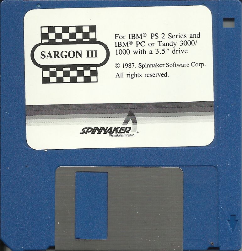 Media for Sargon III (DOS) (Dual Media Release (Released by Spinnaker in 1988)): 3.5" Disk