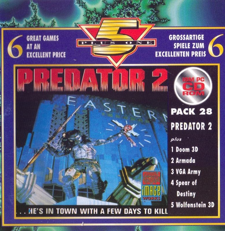 Front Cover for Predator 2 (DOS) ("5 Plus One" Pack #28 budget release (Prism Leisure))