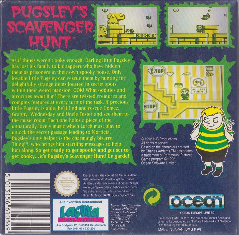 Back Cover for The Addams Family: Pugsley's Scavenger Hunt (Game Boy)