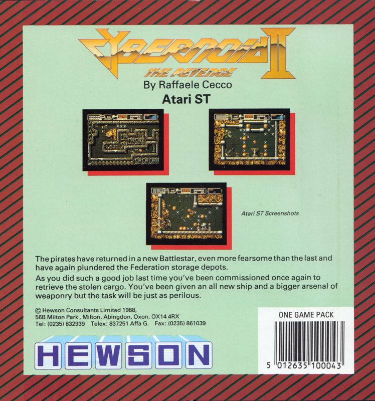 Back Cover for Cybernoid II: The Revenge (Atari ST)