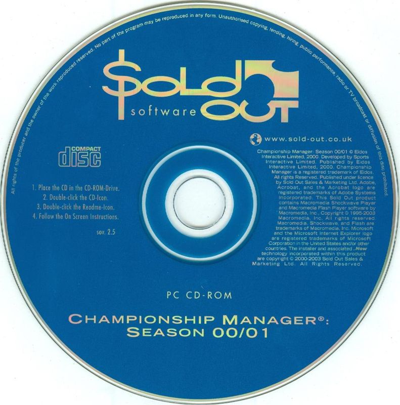 Media for Championship Manager: Season 00/01 (Windows) (Sold Out Software release)