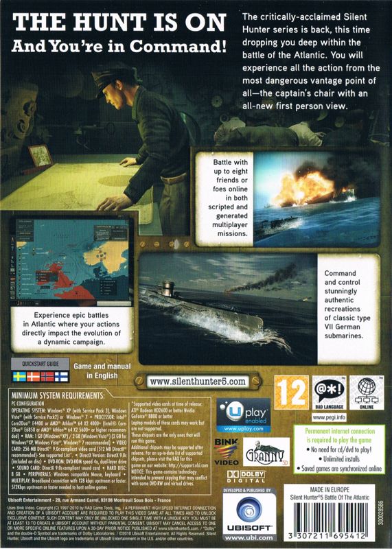 Back Cover for Silent Hunter 5: Battle of the Atlantic (Windows)