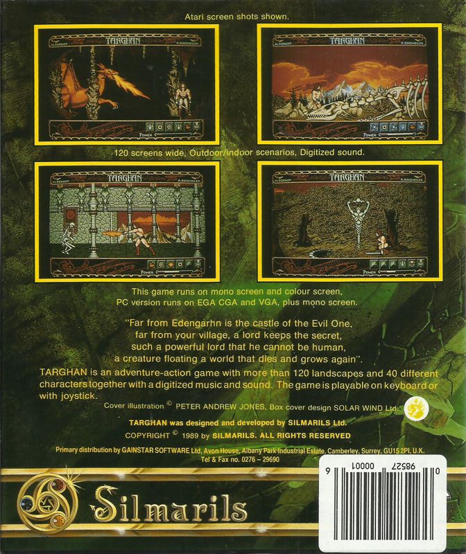 Back Cover for Targhan (DOS) (5.25" floppy disk release)