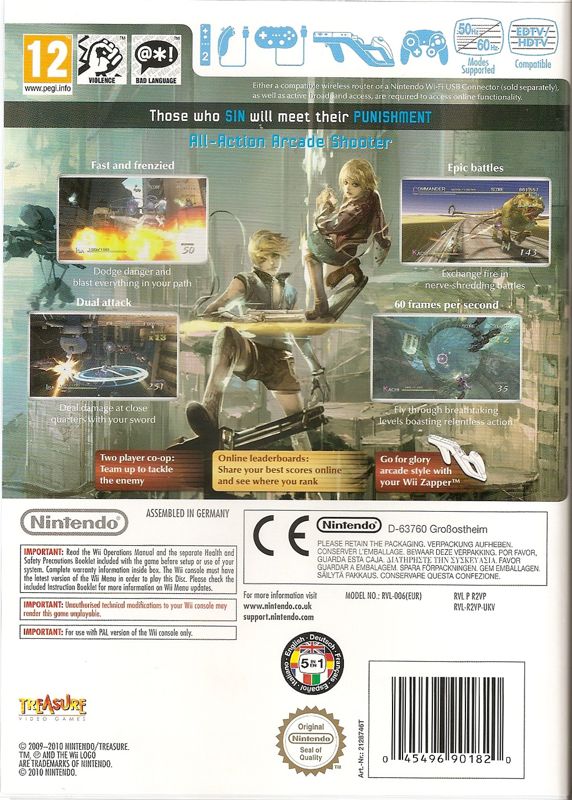 Back Cover for Sin & Punishment: Star Successor (Wii)
