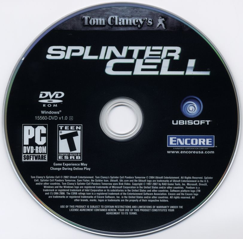 Media for Tom Clancy's Splinter Cell: Espionage Pack (Windows): Splinter Cell disc