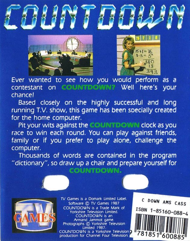 Back Cover for Countdown (Amstrad CPC)