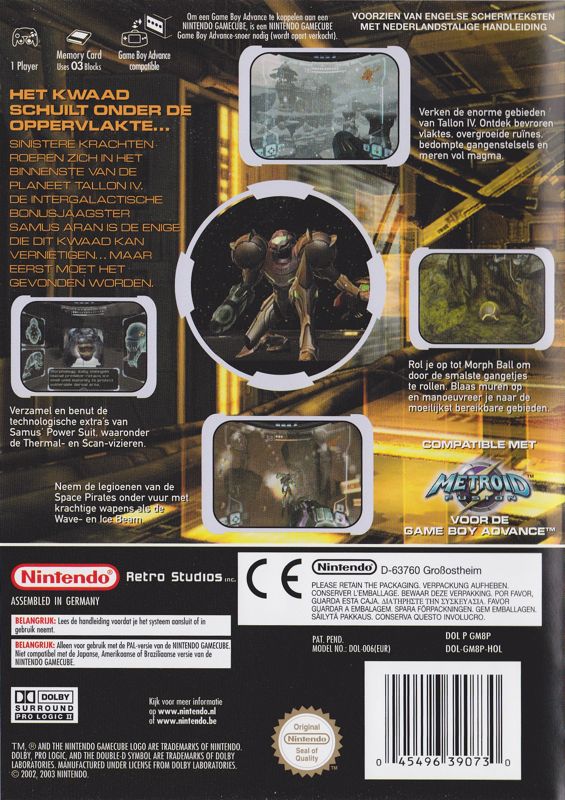 Back Cover for Metroid Prime (GameCube)