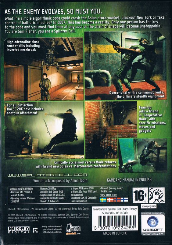 Other for Tom Clancy's Splinter Cell Trilogy (Windows): <i>Tom Clancy's Splinter Cell: Chaos Theory</i> - Keep Case - Back