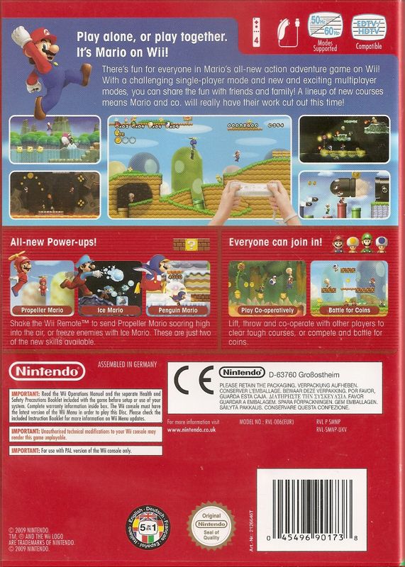 New Super Mario Bros. Wii cover or packaging material - MobyGames