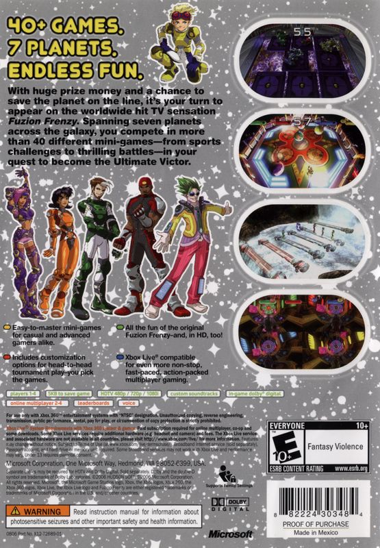 Back Cover for Fuzion Frenzy 2 (Xbox 360)
