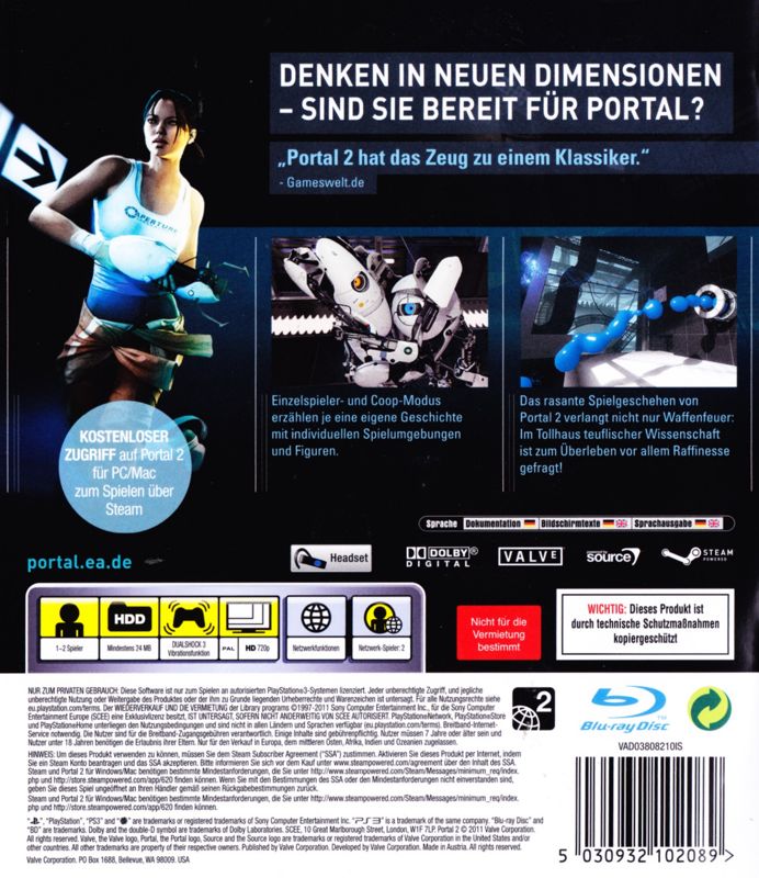 Portal 2 Cover Or Packaging Material Mobygames