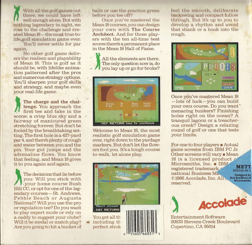 Back Cover for Mean 18 (DOS)