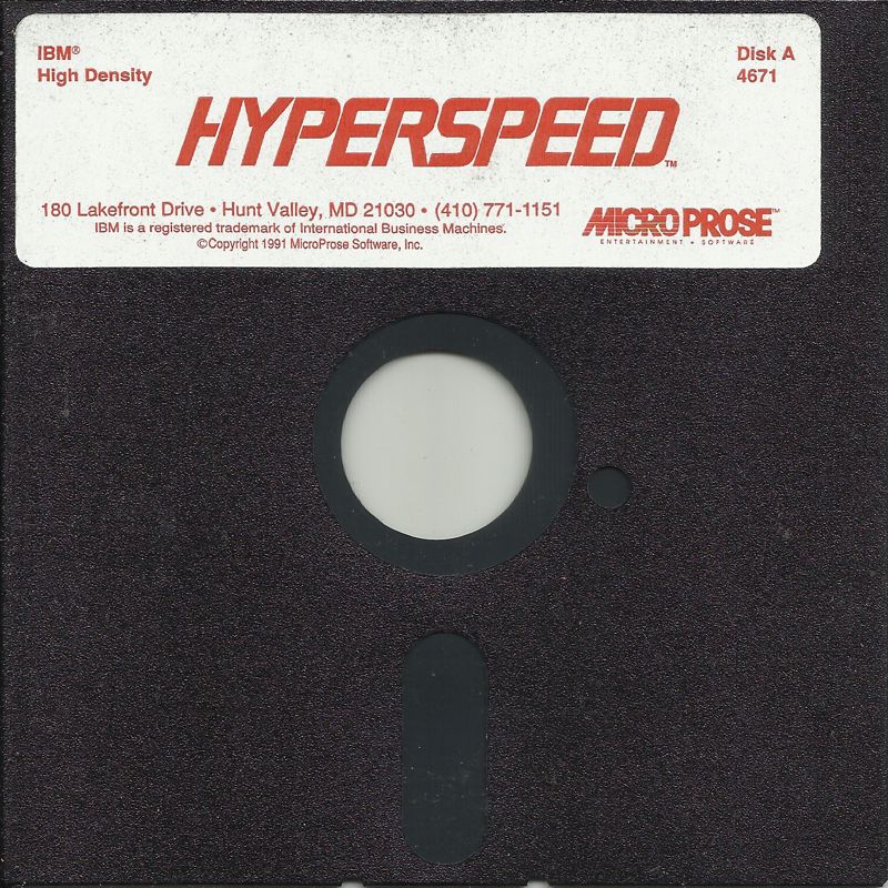 Media for Hyperspeed (DOS) (5.25" Disk version): Disk 1/2