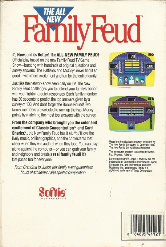 Back Cover for The All New Family Feud (DOS) (5.25" disk release)