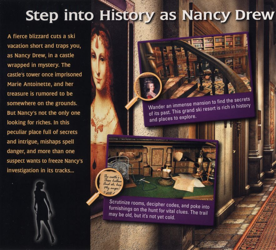Inside Cover for Nancy Drew: Treasure in the Royal Tower (Windows): Left