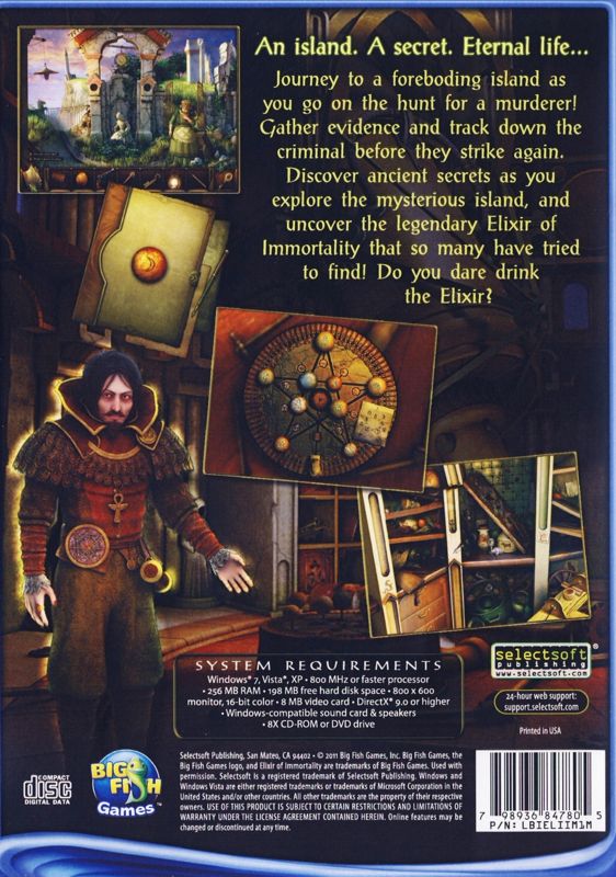 Back Cover for Elixir of Immortality (Windows)