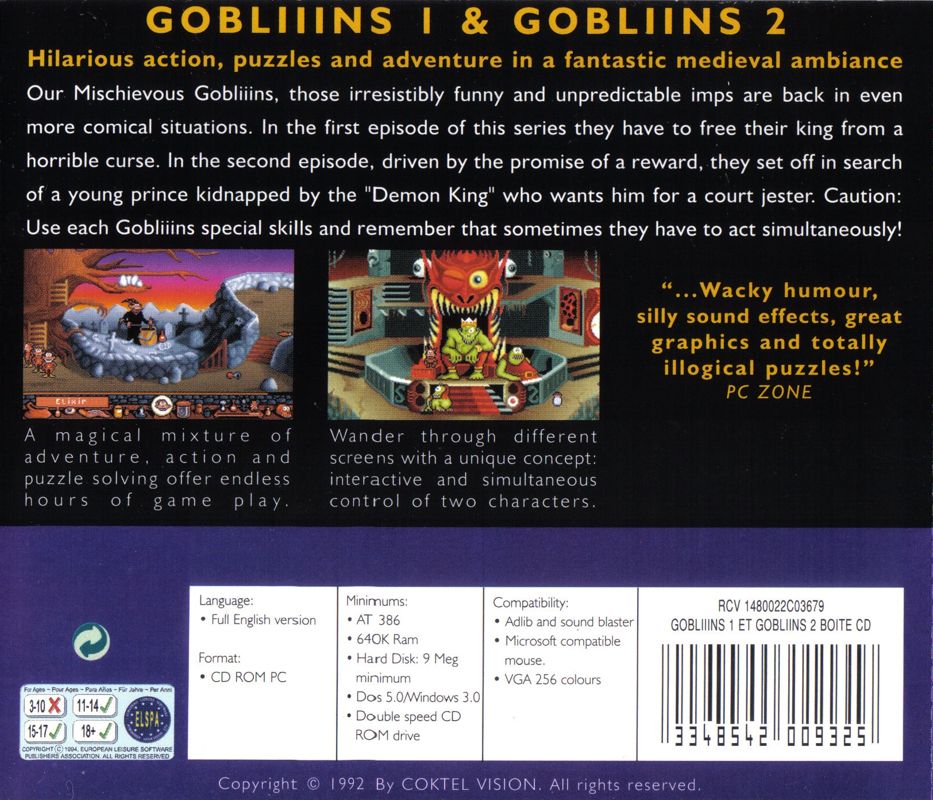 Gobliiins 1 & Gobliins 2 cover or packaging material - MobyGames