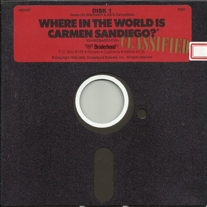 Media for Where in the World is Carmen Sandiego? (Enhanced) (DOS) (Dual Media release): 5.25" Disk (1/2)