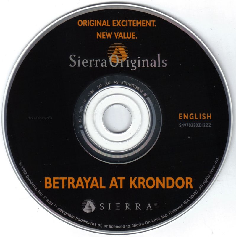 Media for Betrayal at Krondor (DOS) (SierraOriginals release)