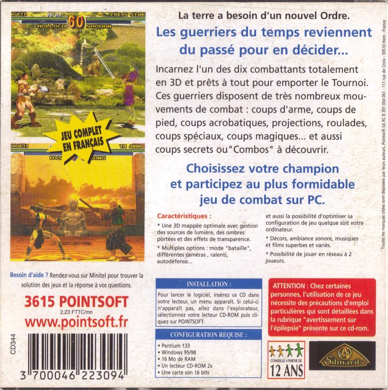 Back Cover for Time Warriors (Windows) ("Les Grands Jeux #2" series release (Pointsoft 2000))