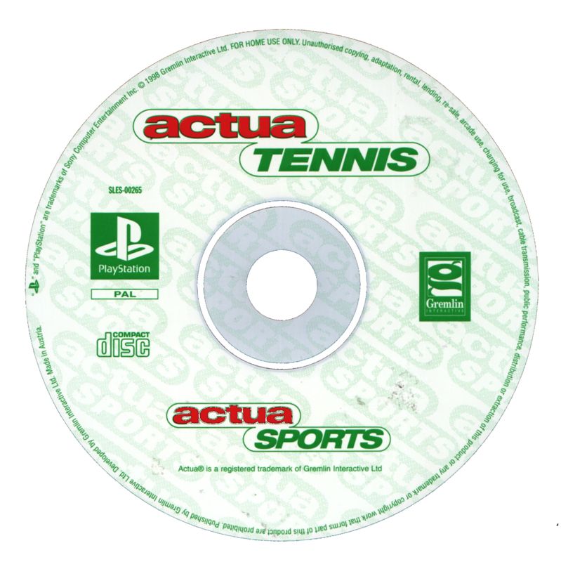Media for Actua Tennis (PlayStation)