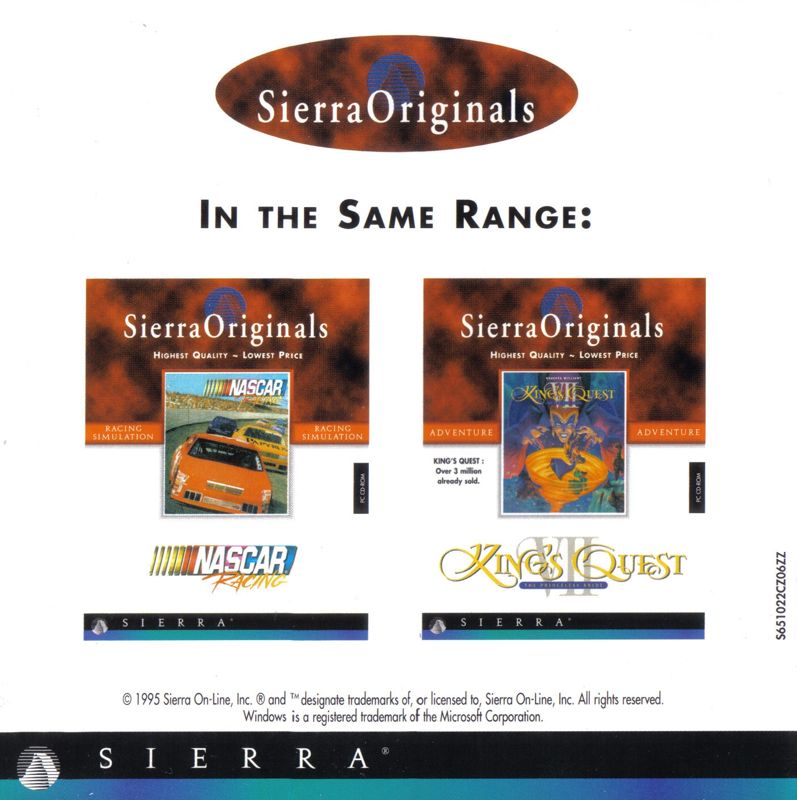 Other for 3-D Ultra Pinball (Windows and Windows 3.x) (SierraOriginals release): Jewel Case: Inside