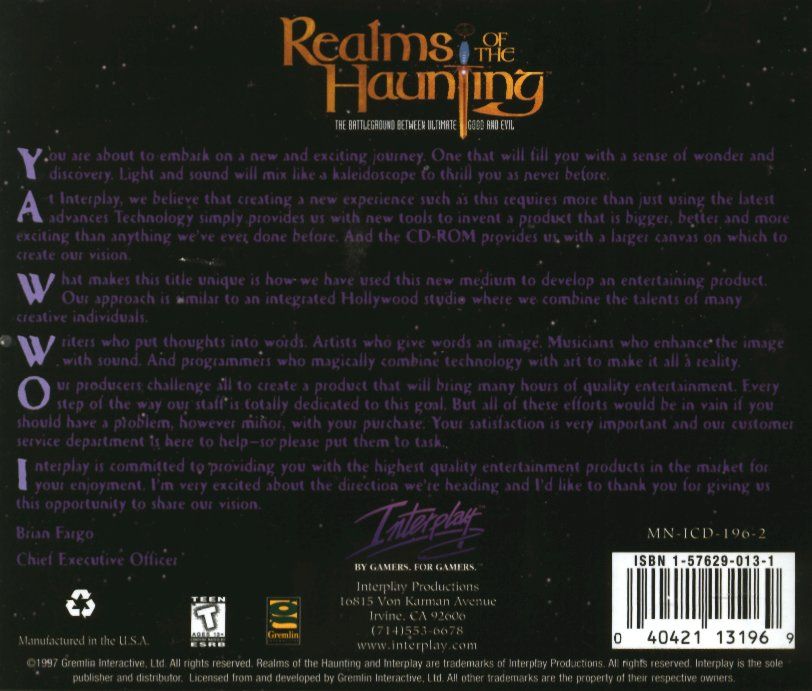 Other for Realms of the Haunting (DOS): Jewel Case - Back