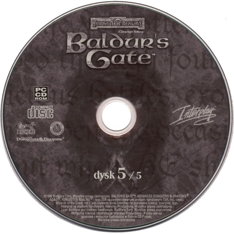 Media for Baldur's Gate: The Original Saga (Windows) (Collector's Edition): Baldur's Gate disc 5/5