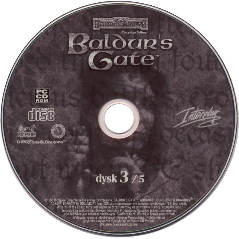 Media for Baldur's Gate: The Original Saga (Windows) (Collector's Edition): Baldur's Gate disc 3/5
