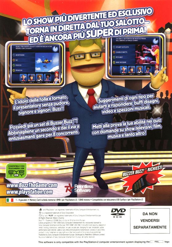Back Cover for Buzz! The BIG Quiz (PlayStation 2)