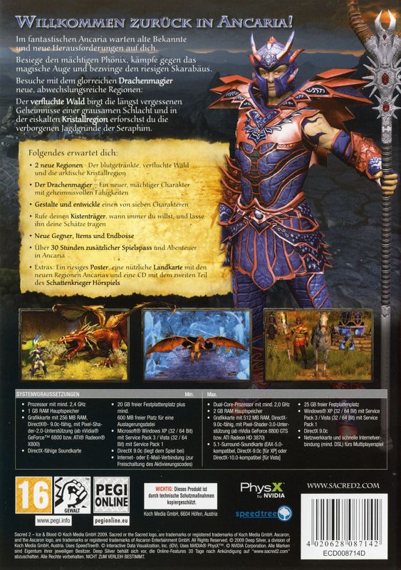 Back Cover for Sacred 2: Ice & Blood (Windows)