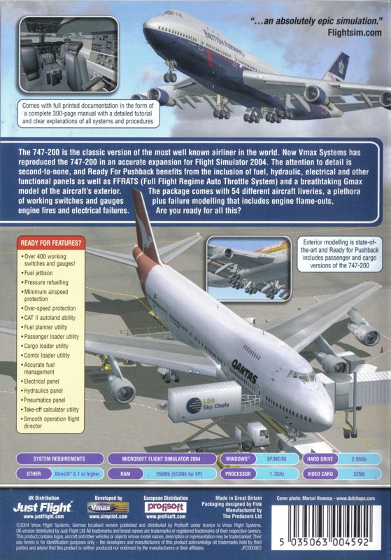 Back Cover for 747-200 Ready for Pushback (Windows)