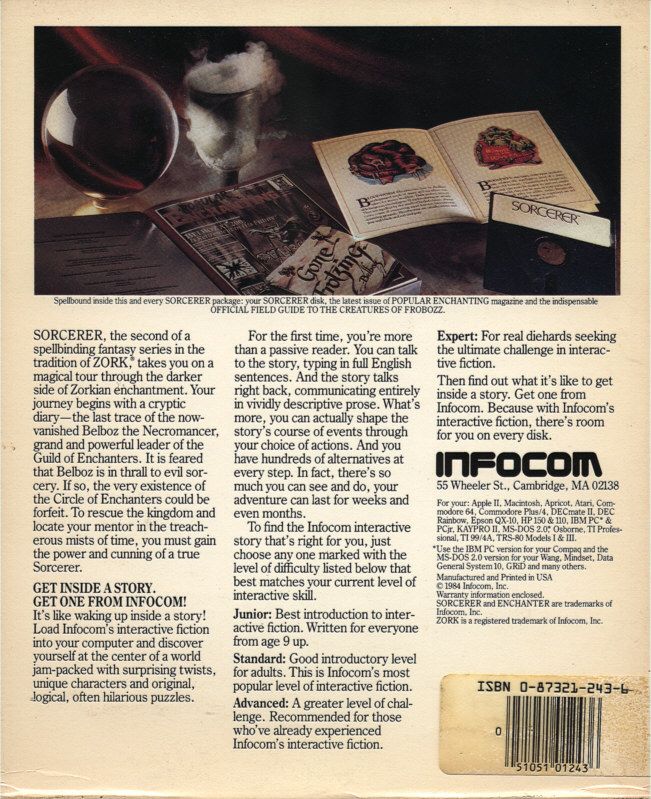 Back Cover for Sorcerer (Atari ST)